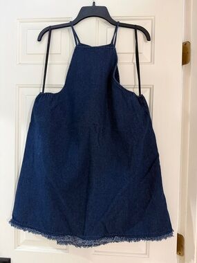 Free People Dark Indigo Lace-Up Denim Mini Dress